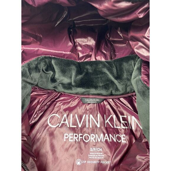 Calvin Klein Performance Hooded Puffer Coat,Burgundy rose Small NWOT ORG $129 - Picture 11 of 13